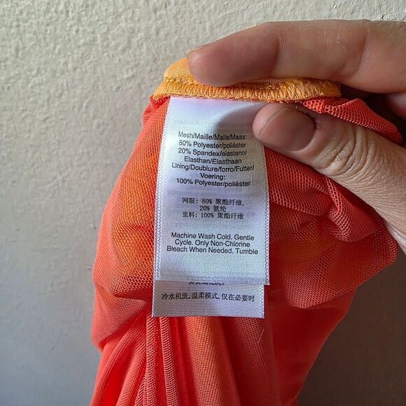 DKNY Orange Mesh Detail Crewneck Sleeveless Tank Top Large - Picture 5 of 6